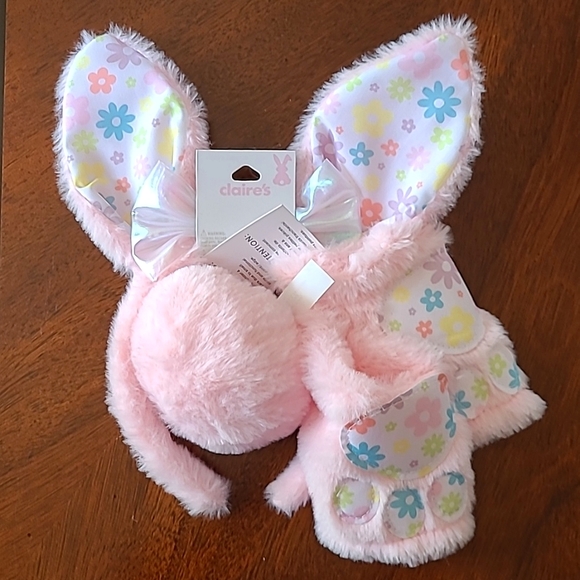 Claire's 🐰 Girl's 3 Piece Fuzzy Bunny Ears Paws & Tail Spring Easter Set! - Picture 2 of 8